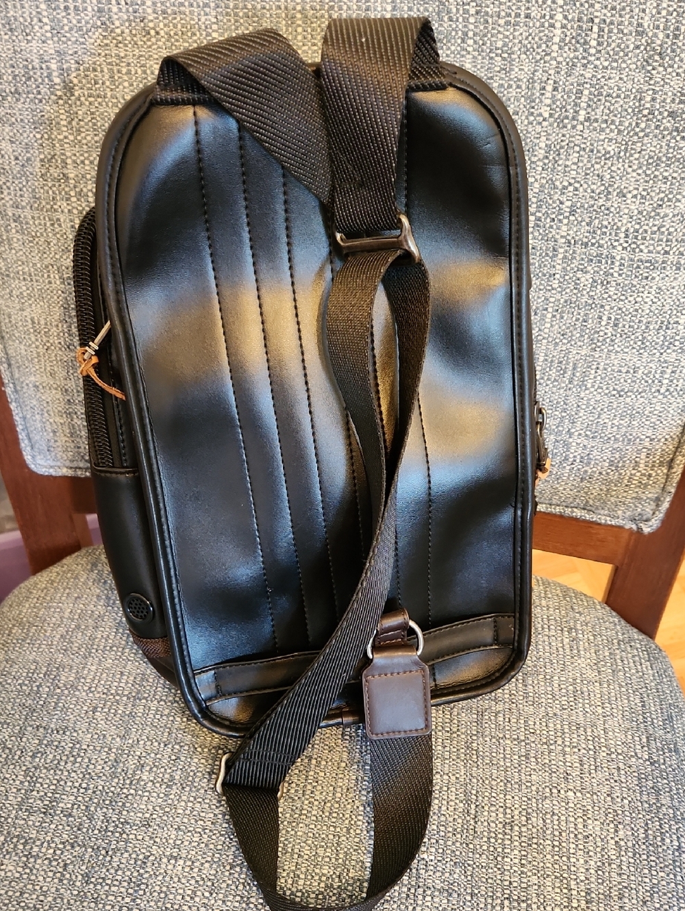 TUMI Alpha Bravo Monterey Black Leathee Sling Backpack - Men's Travel Bag - Picture 2 of 6